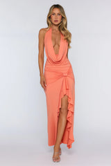 Showroom Dressing Halter Maxi Dress Tangerine