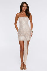 Own It Fully Strapless Sequin Mini Dress Gold