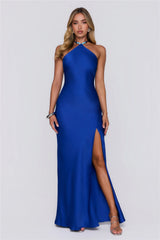 Formal Nights Only Satin Maxi Dress Cobalt