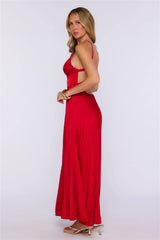 Everything She Wants Satin Maxi Dress Red