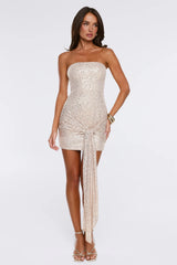 Own It Fully Strapless Sequin Mini Dress Gold