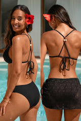 Triple Threat Black 3-Piece Bikini Set