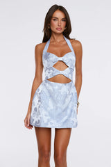 The Pretty Effect Halter Mini Dress Blue