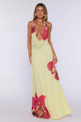 Romantic Hours Halter Maxi Dress Yellow