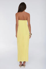 The Pretty Way Plisse Strapless Maxi Dress Yellow