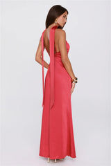 Hot Girl Rotation Satin Maxi Dress Red