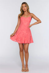 Stay Shining Halter Mini Dress Coral