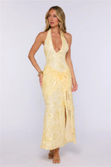 The Wish List Halter Maxi Dress Yellow