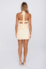 Light Vibes Mesh Halter Mini Dress Yellow