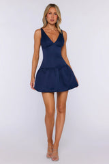 Subtle Drama Mini Dress Navy