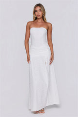Pastel Sunrise Strapless Maxi Dress White