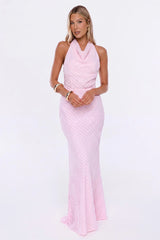 This Gets Attention Halter Maxi Dress Pink