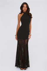 Flirt Society Halter Lace Maxi Dress Black