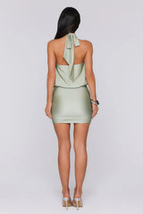 VIP After Dark Halter Mini Dress Sage