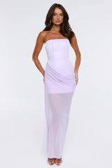 Tropic Sunset Strapless Maxi Dress Lilac