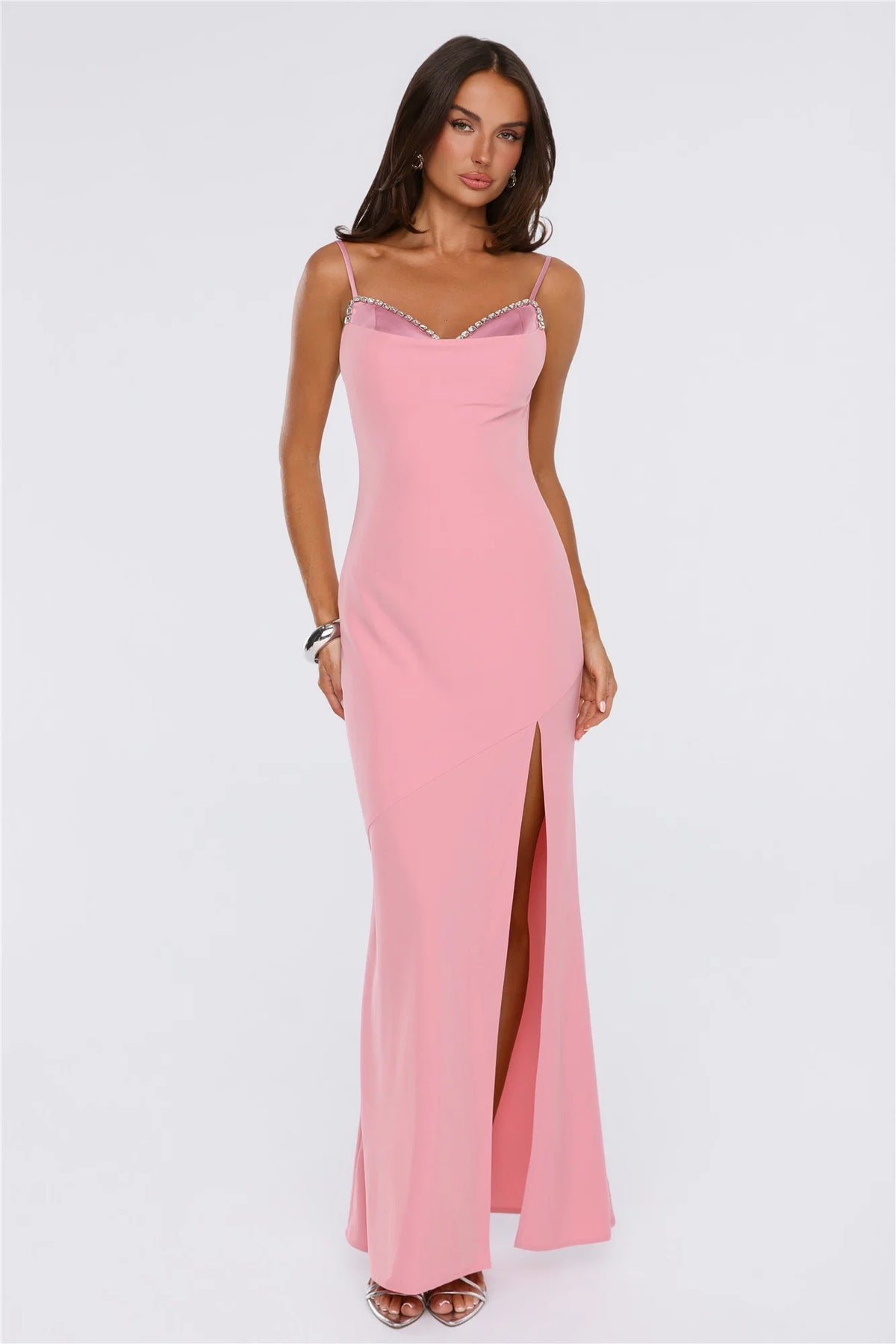 Charm Up Embellished Maxi Dress Pink