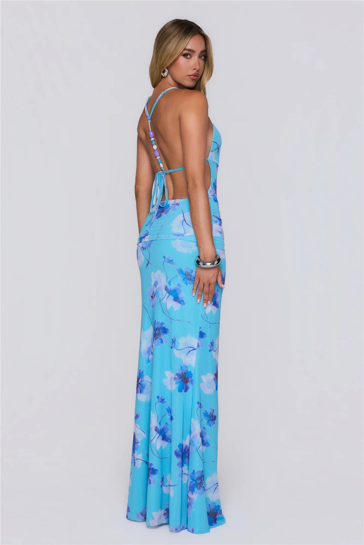 Where Summer Stays Mesh Maxi Dress Blue