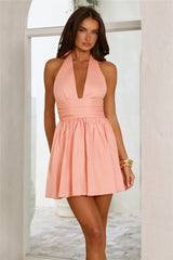 Glow And Go Halter Mini Dress Peach