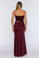 Pretty And Ready Strapless Maxi Dress Wine
