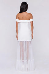 Pretty Lullaby Off Shoulder Maxi Dress White