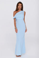 Untamed Luxe Off Shoulder Maxi Dress Blue