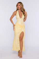 The Wish List Halter Maxi Dress Yellow