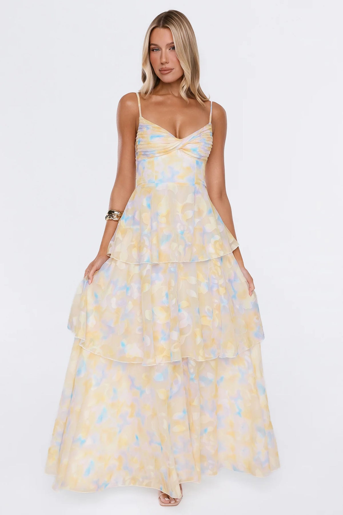 Sweet Luxury Maxi Dress Yellow Print