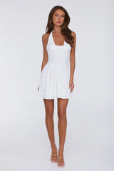 Confetti Hour Halter Mini Dress White