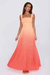 Saved Aesthetic Pleated Maxi Dress Orange