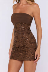 Wardrobe Energy Strapless Mini Dress Chocolate