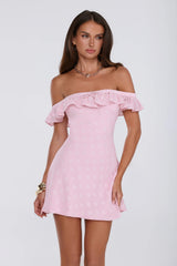 Darling Pop Off Shoulder Mini Dress Pink