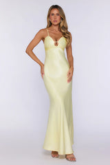Polished Pretty Satin Cutout Maxi Dress Yellow