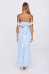 Sweet Society Mesh Off The Shoulder Maxi Dress Blue