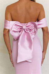The Sleek Soirée Off Shoulder Maxi Dress Rose