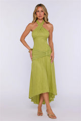 Late Night Society Lace Halter Maxi Dress Lime