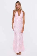 Mood Boost Halter Maxi Dress Pink