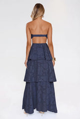 Frost Flare Strapless Maxi Dress Navy