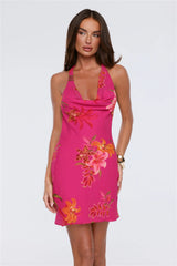 Soft Island Dreams Halter Mini Dress Pink