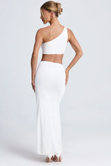 Hardware Detail One-Shoulder Maxi Dress in Coconut