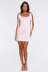 Dusk Bloom Satin Mini Dress Blush