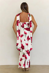 Elegant Satin Neck Scarf Maxi Dress Red