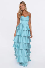 Lights Camera Party Satin Maxi Dress Mint