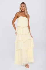 Glossy Days Strapless Maxi Dress Yellow