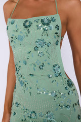 The Glitter Room Embellished Mini Dress Sage