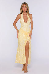 The Wish List Halter Maxi Dress Yellow