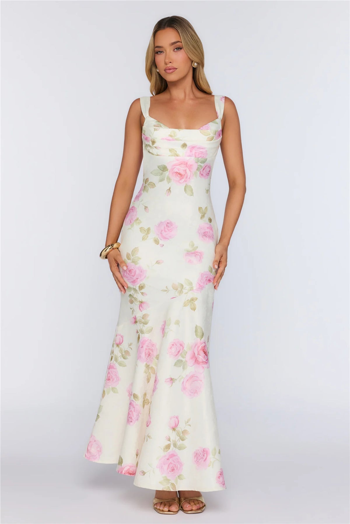Floral Studio Satin Maxi Dress Pink