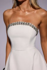 Well Dressed Tonight Embellished Strapless Mini Dress White