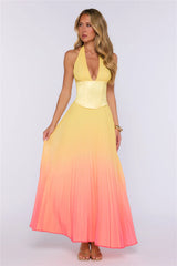 Sunset Pop Halter Maxi Dress Ombre