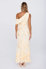 Next Level Chic Mesh One Shoulder Maxi Dress Yellow