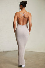 Low Back Maxi Dress in Chocolate